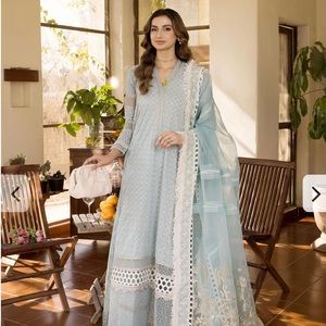 Pakistani M&M Embroidered Chilankari suit (Ice blue)